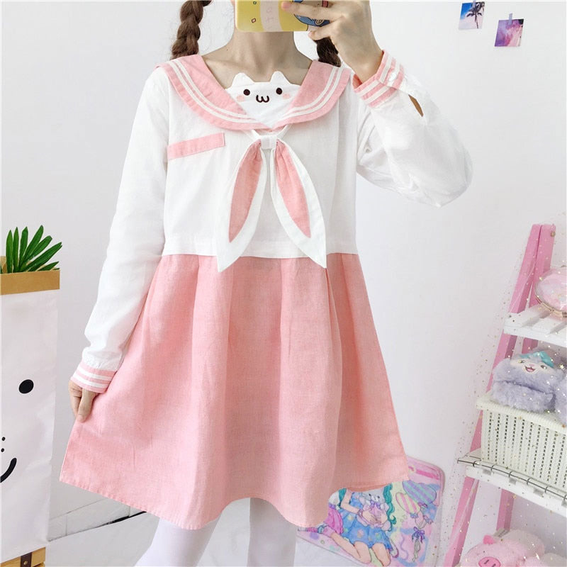Petite kawaii cat dress in pink and ...